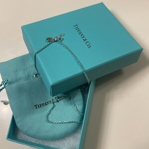 Tiffany & Co. 925 Sterling Silver covered with Blue Enamel chain necklace, 18in
